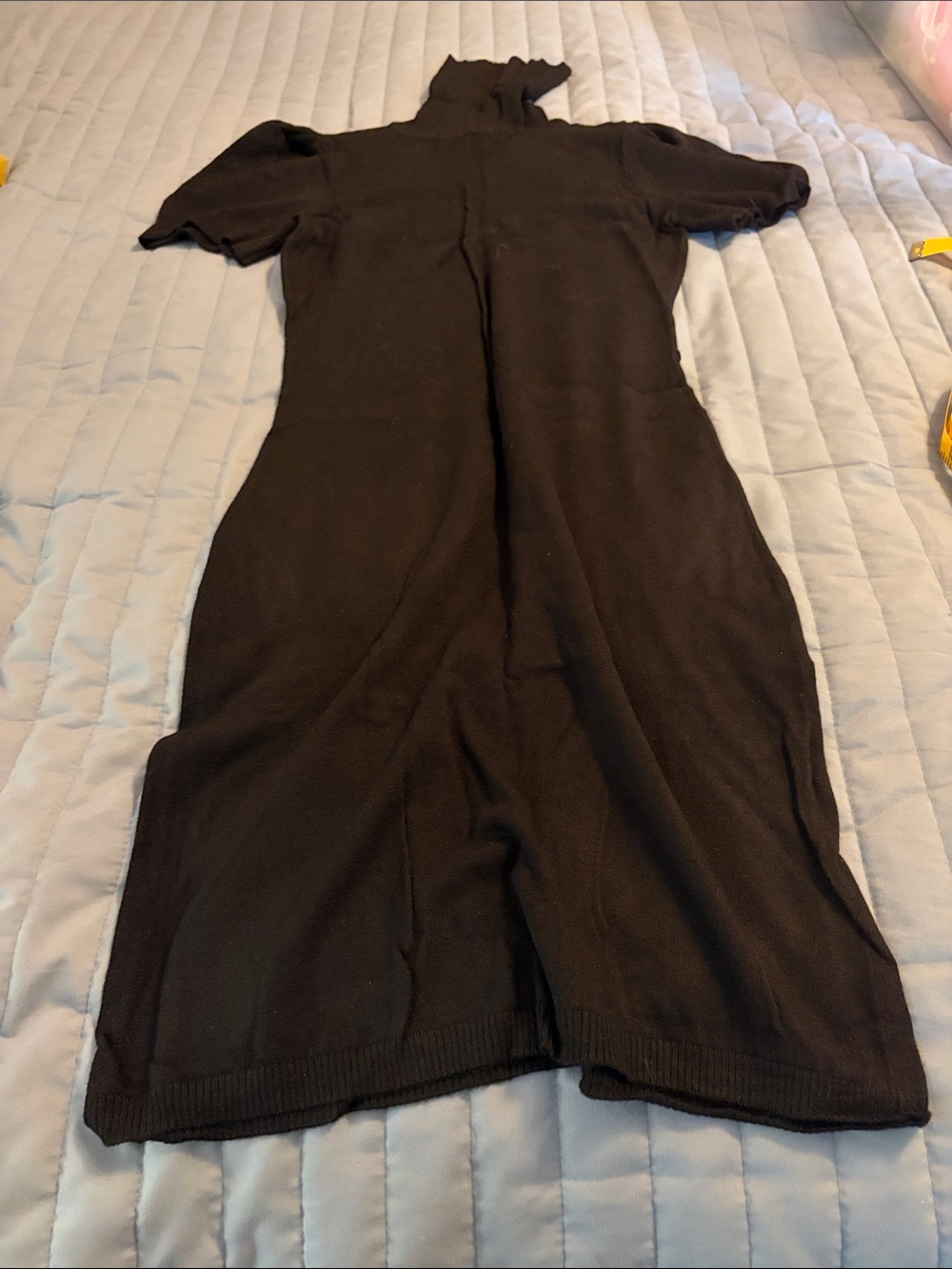 Express Black Short-Sleeve Knit Mock Neck Jumpsuit